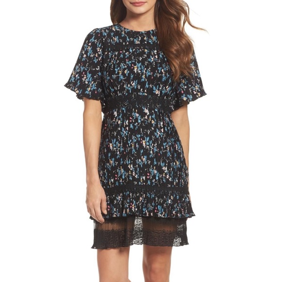 chelsea28 lace & swiss dot dress